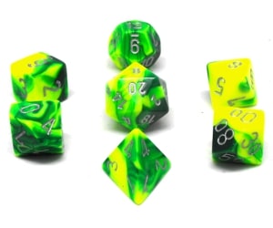 CHX26454 Green Yellow/Silver Gemini 7PC Polyhedral Dice Set image 0